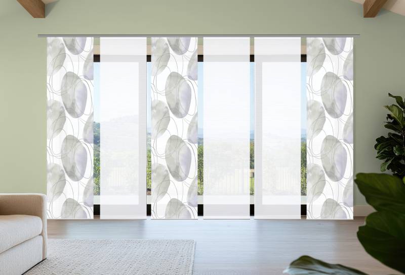 HOME in green Schiebegardine "ELLRIK" Paneelwagen 6 Stk. tlg. Bambusoptik, SET, recycelt, Digitaldruck von Home In Green