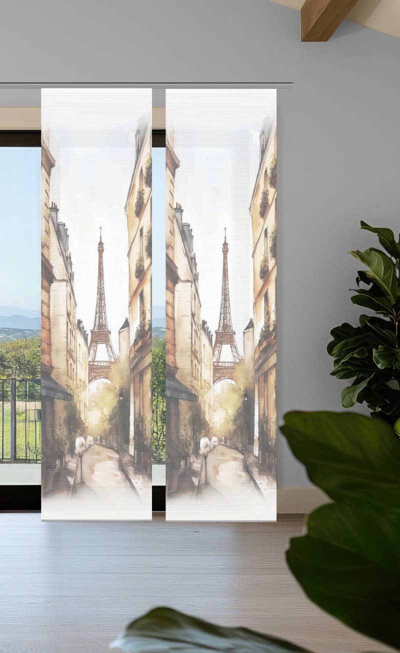 HOME in green Schiebegardine "FRANCQ" Paneelwagen 2 Stk. tlg. Bambusoptik, SET, recycelt, Digitaldruck von Home In Green