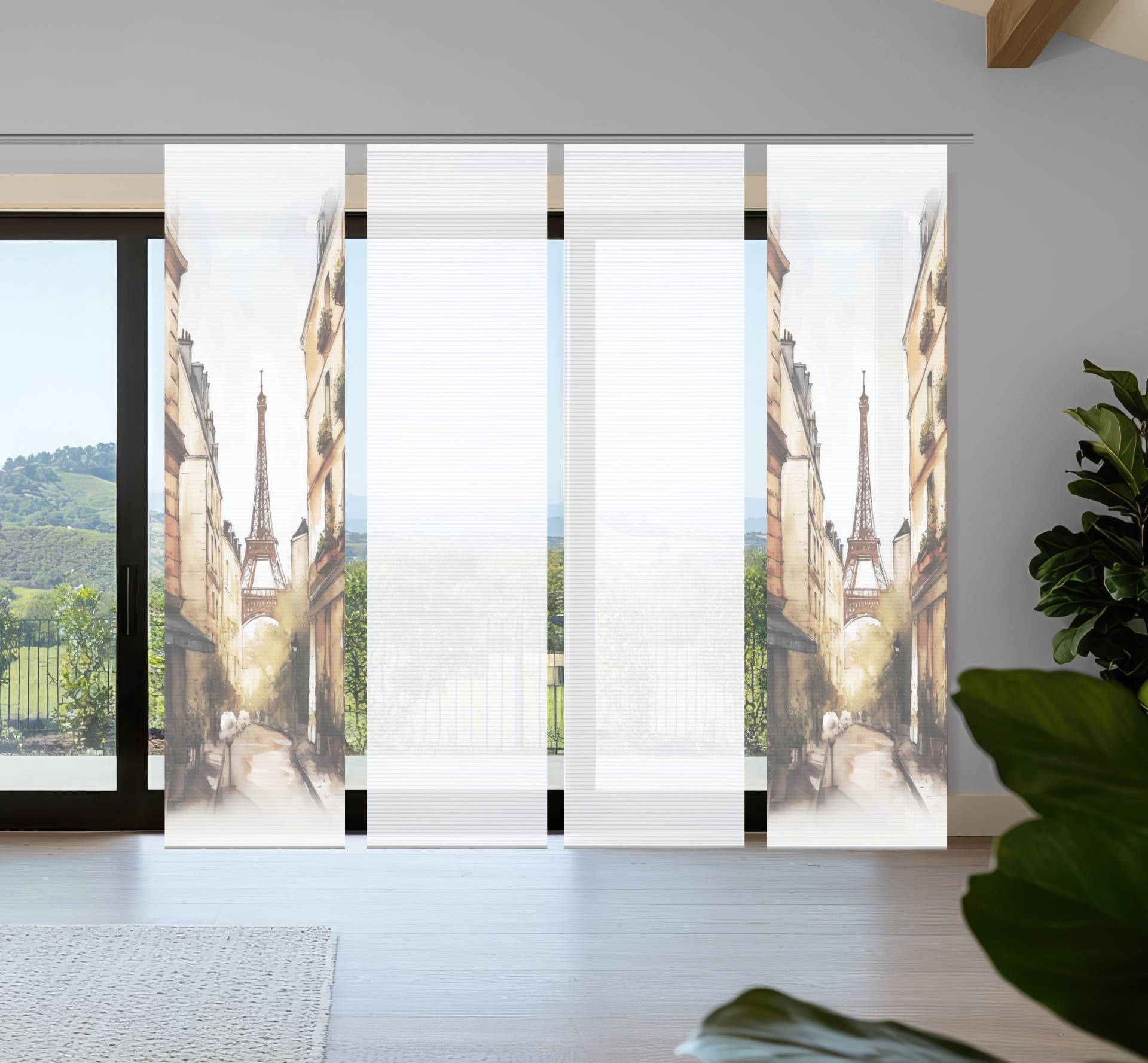 HOME in green Schiebegardine "FRANCQ" Paneelwagen 4 Stk. tlg. Bambusoptik, SET, recycelt, Digitaldruck von Home In Green