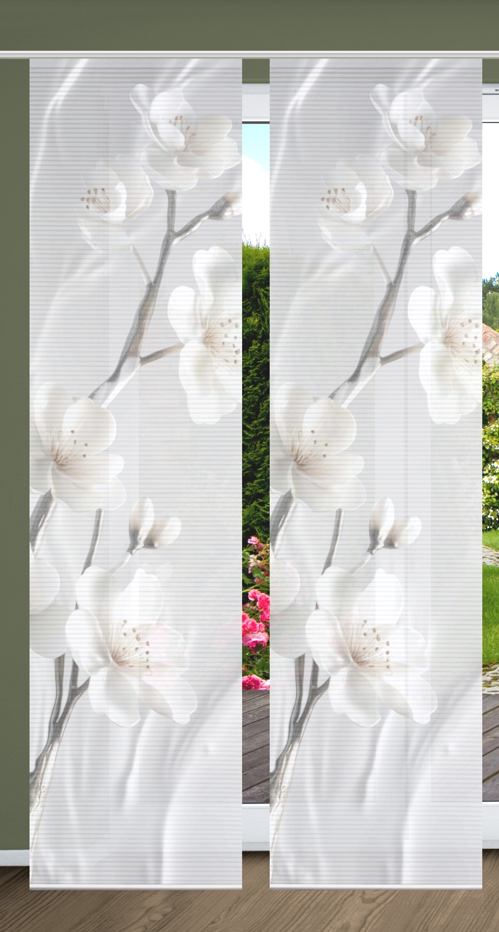 HOME in green Schiebegardine "LAIRA" Paneelwagen 2 Stk. tlg. SET DIGITALDRUCK,BAMBUSOPTIK RECYCELT von Home In Green