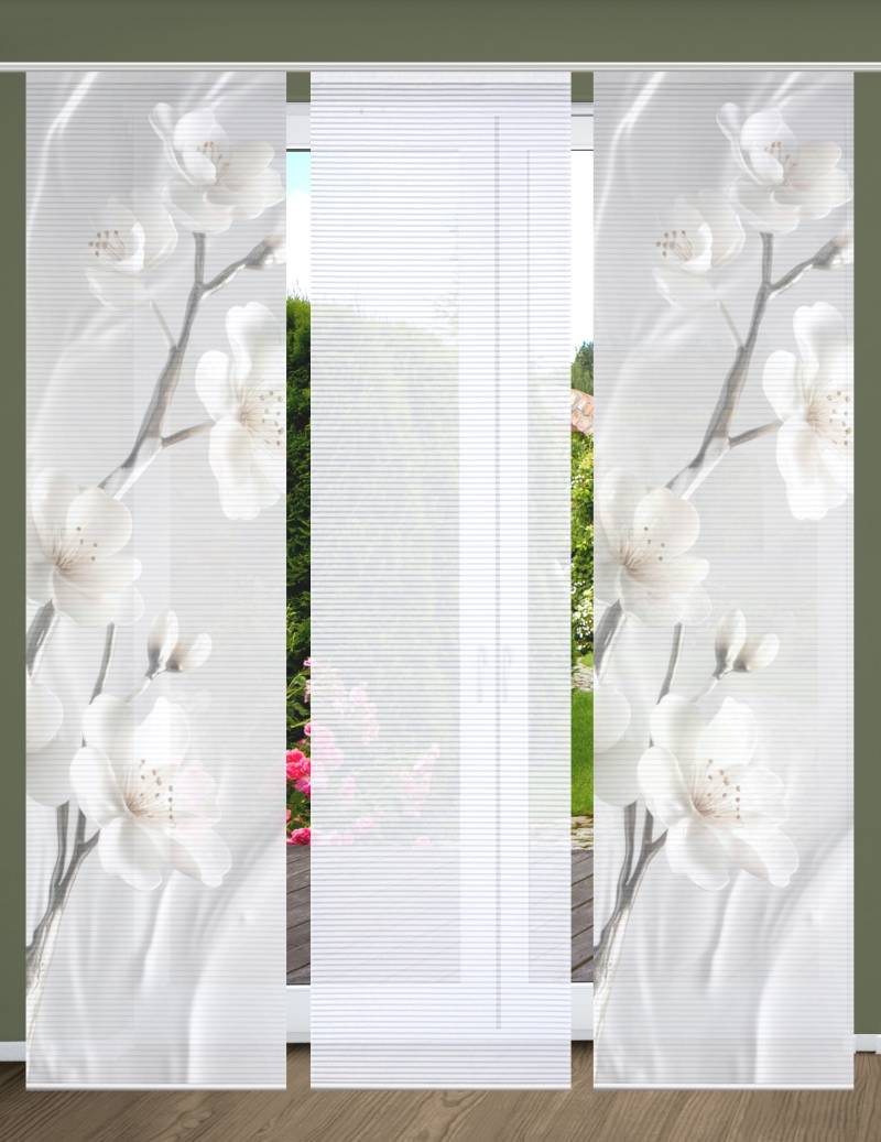 HOME in green Schiebegardine "LAIRA" Paneelwagen 3 Stk. tlg. SET DIGITALDRUCK,BAMBUSOPTIK RECYCELT von Home In Green