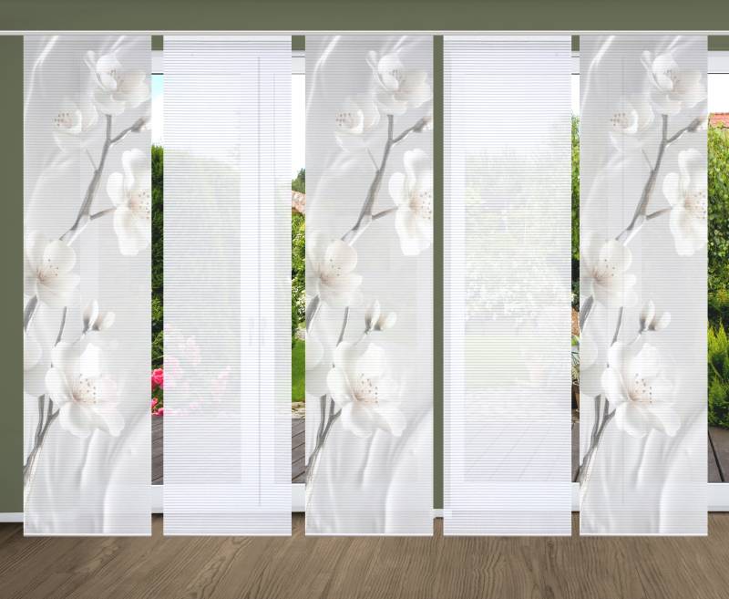 HOME in green Schiebegardine "LAIRA" Paneelwagen 5 Stk. tlg. SET DIGITALDRUCK,BAMBUSOPTIK RECYCELT von Home In Green