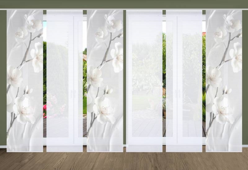 HOME in green Schiebegardine "LAIRA" Paneelwagen 6 Stk. tlg. SET DIGITALDRUCK,BAMBUSOPTIK RECYCELT von Home In Green