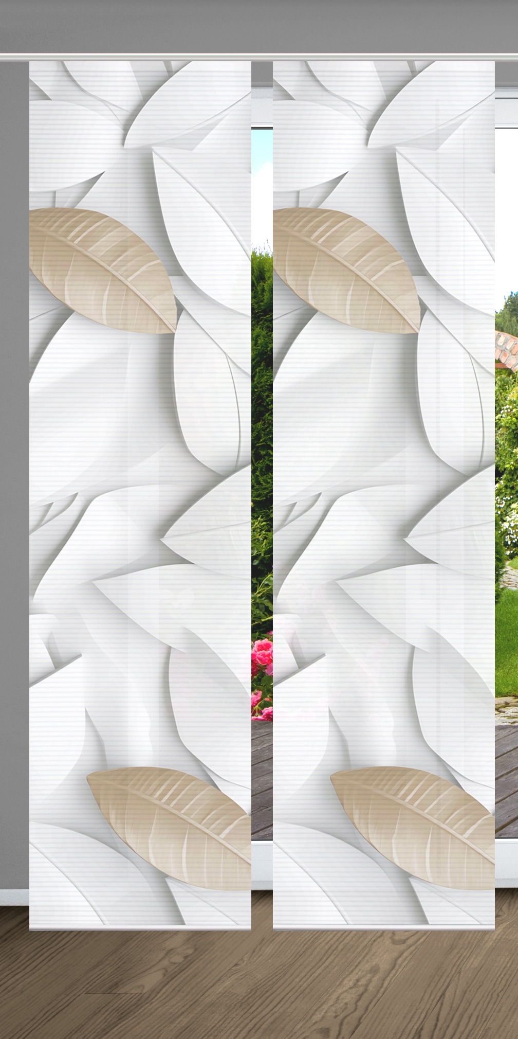 HOME in green Schiebegardine "LISON" Paneelwagen 2 Stk. tlg. SET DIGITALDRUCK,BAMBUSOPTIK RECYCELT von Home In Green