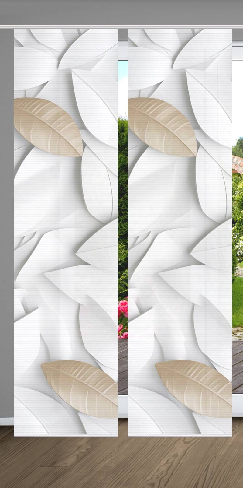 HOME in green Schiebegardine "LISON" Paneelwagen 2 Stk. tlg. SET DIGITALDRUCK,BAMBUSOPTIK RECYCELT von Home In Green