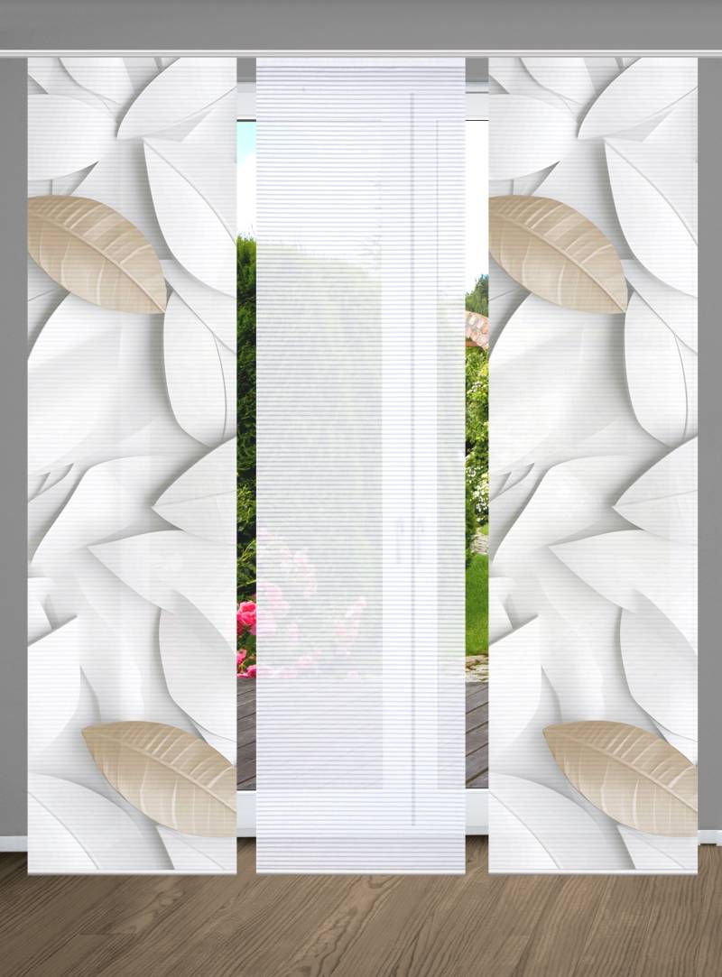 HOME in green Schiebegardine "LISON" Paneelwagen 3 Stk. tlg. SET DIGITALDRUCK,BAMBUSOPTIK RECYCELT von Home In Green