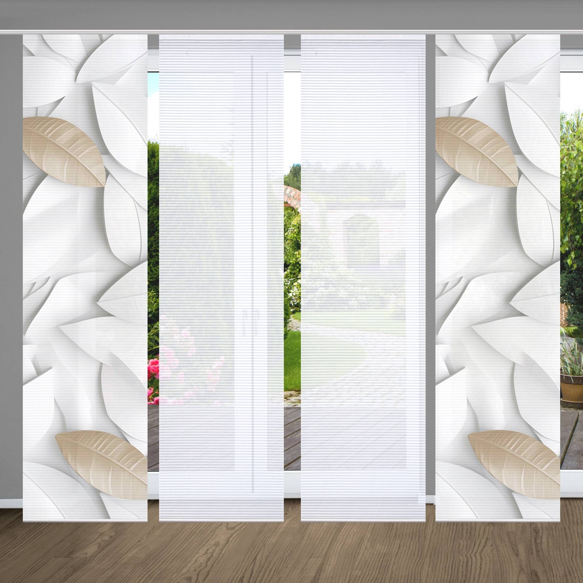 HOME in green Schiebegardine "LISON" Paneelwagen 4 Stk. tlg. SET DIGITALDRUCK,BAMBUSOPTIK RECYCELT von Home In Green