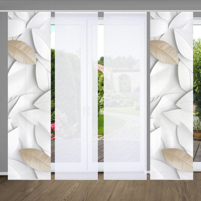 HOME in green Schiebegardine "LISON" Paneelwagen 4 Stk. tlg. SET DIGITALDRUCK,BAMBUSOPTIK RECYCELT von Home In Green