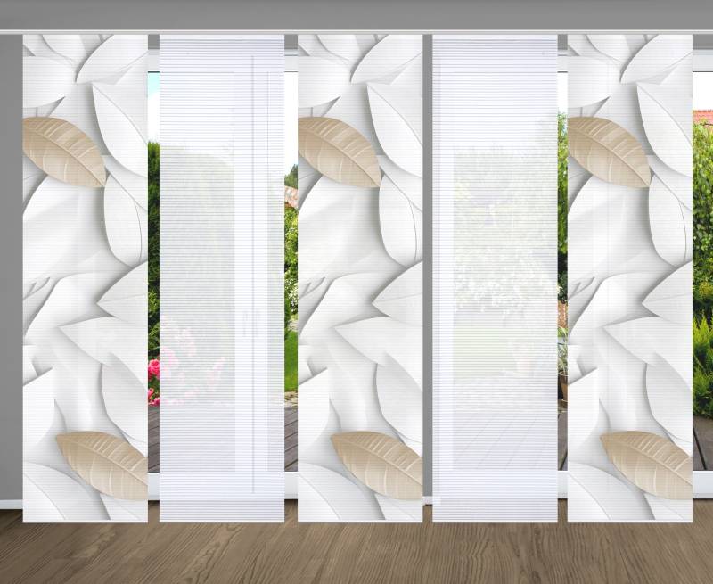 HOME in green Schiebegardine "LISON" Paneelwagen 5 Stk. tlg. SET DIGITALDRUCK,BAMBUSOPTIK RECYCELT von Home In Green