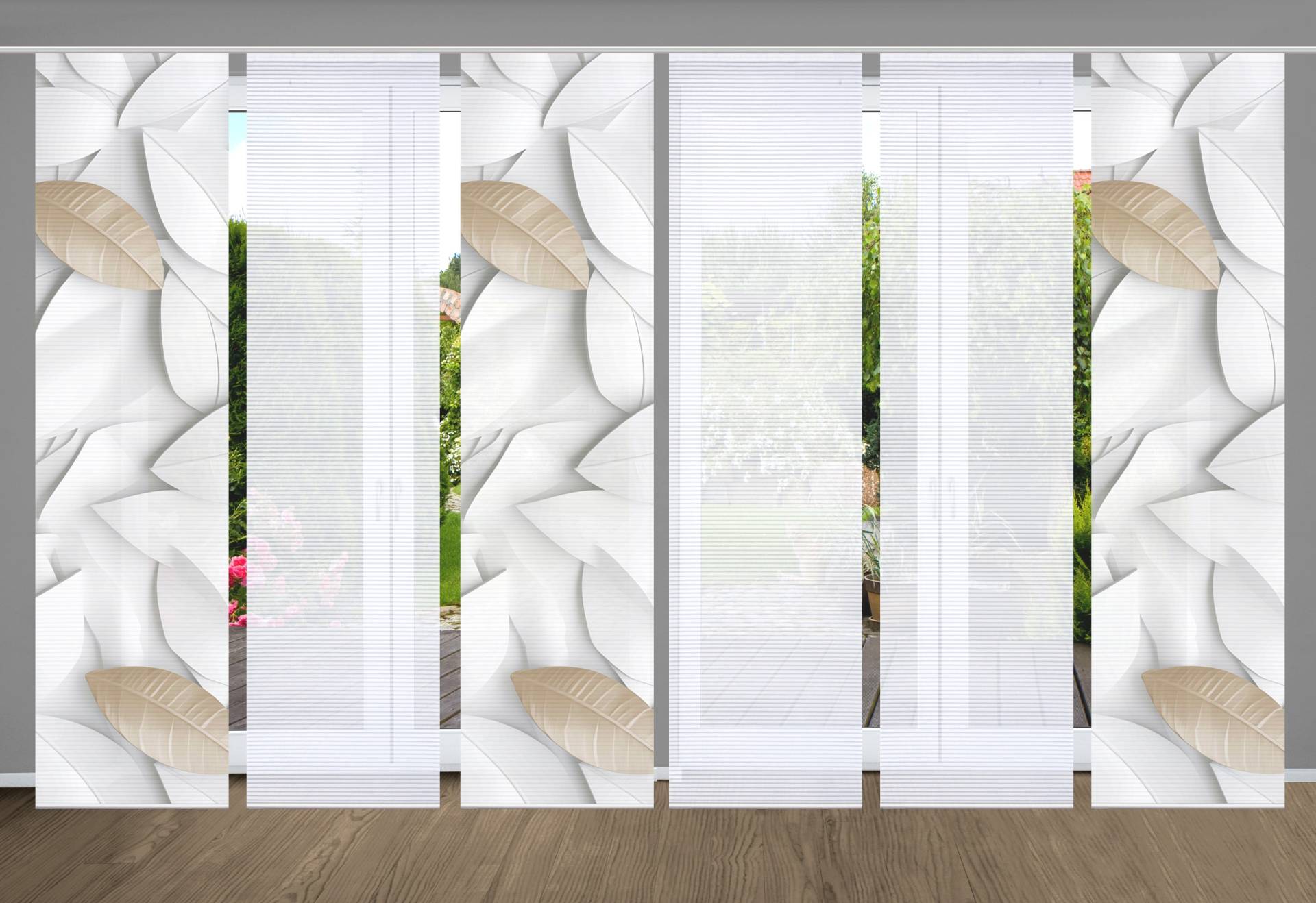 HOME in green Schiebegardine "LISON" Paneelwagen 6 Stk. tlg. SET DIGITALDRUCK,BAMBUSOPTIK RECYCELT von Home In Green