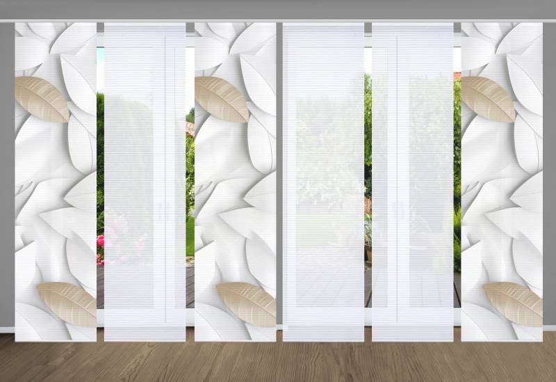 HOME in green Schiebegardine "LISON" Paneelwagen 6 Stk. tlg. SET DIGITALDRUCK,BAMBUSOPTIK RECYCELT von Home In Green