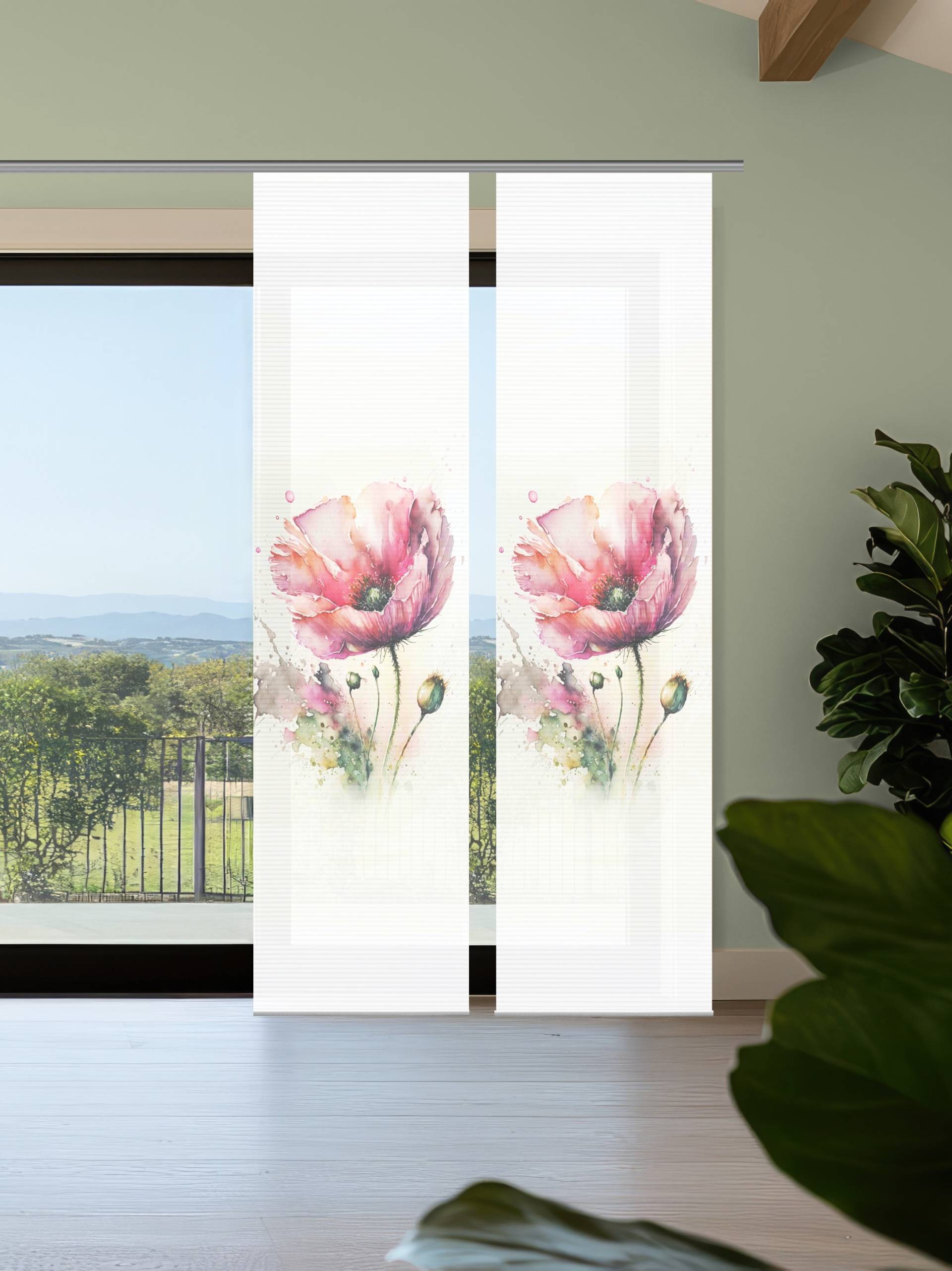 HOME in green Schiebegardine "MELIORA" Paneelwagen 2 Stk. tlg. Bambusoptik, SET, recycelt, Digitaldruck von Home In Green