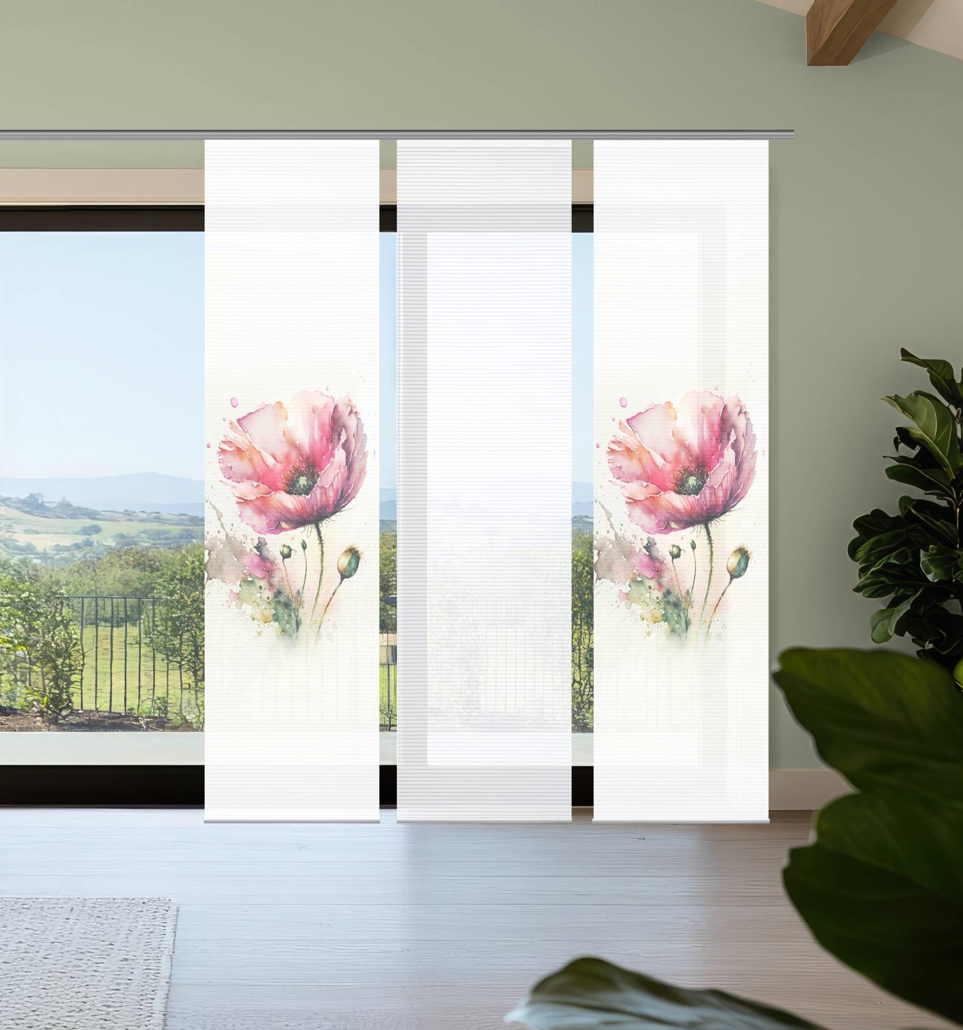 HOME in green Schiebegardine "MELIORA" Paneelwagen 3 Stk. tlg. Bambusoptik, SET, recycelt, Digitaldruck von Home In Green