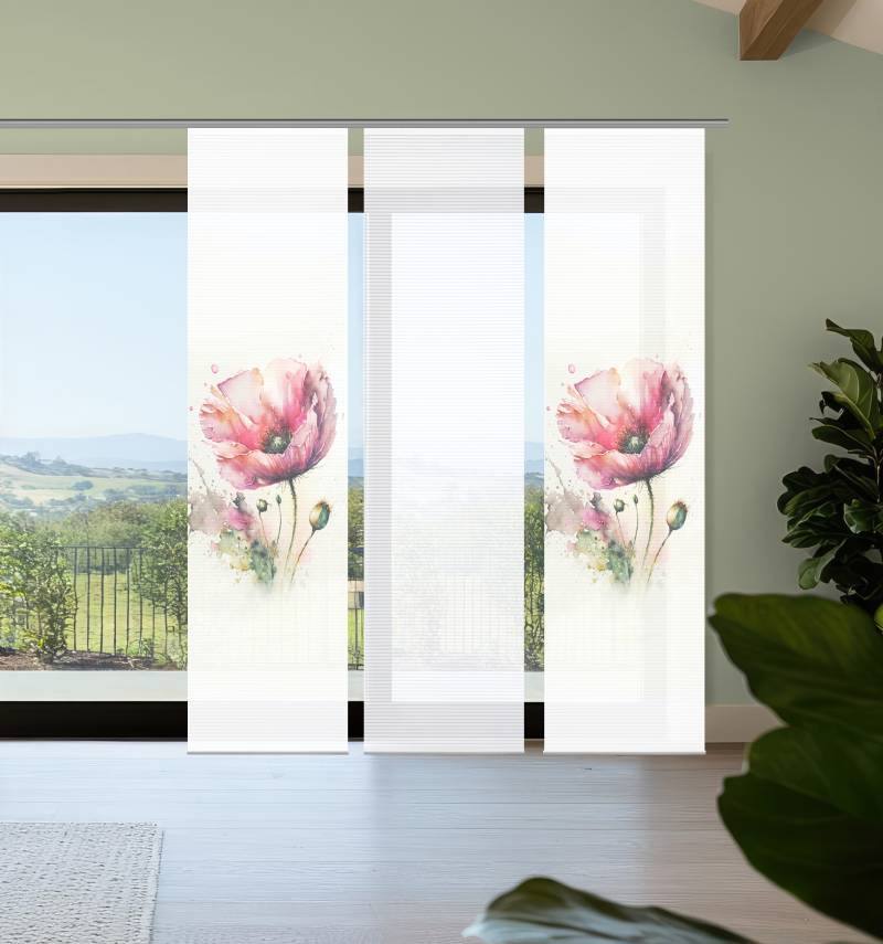 HOME in green Schiebegardine "MELIORA" Paneelwagen 3 Stk. tlg. Bambusoptik, SET, recycelt, Digitaldruck von Home In Green