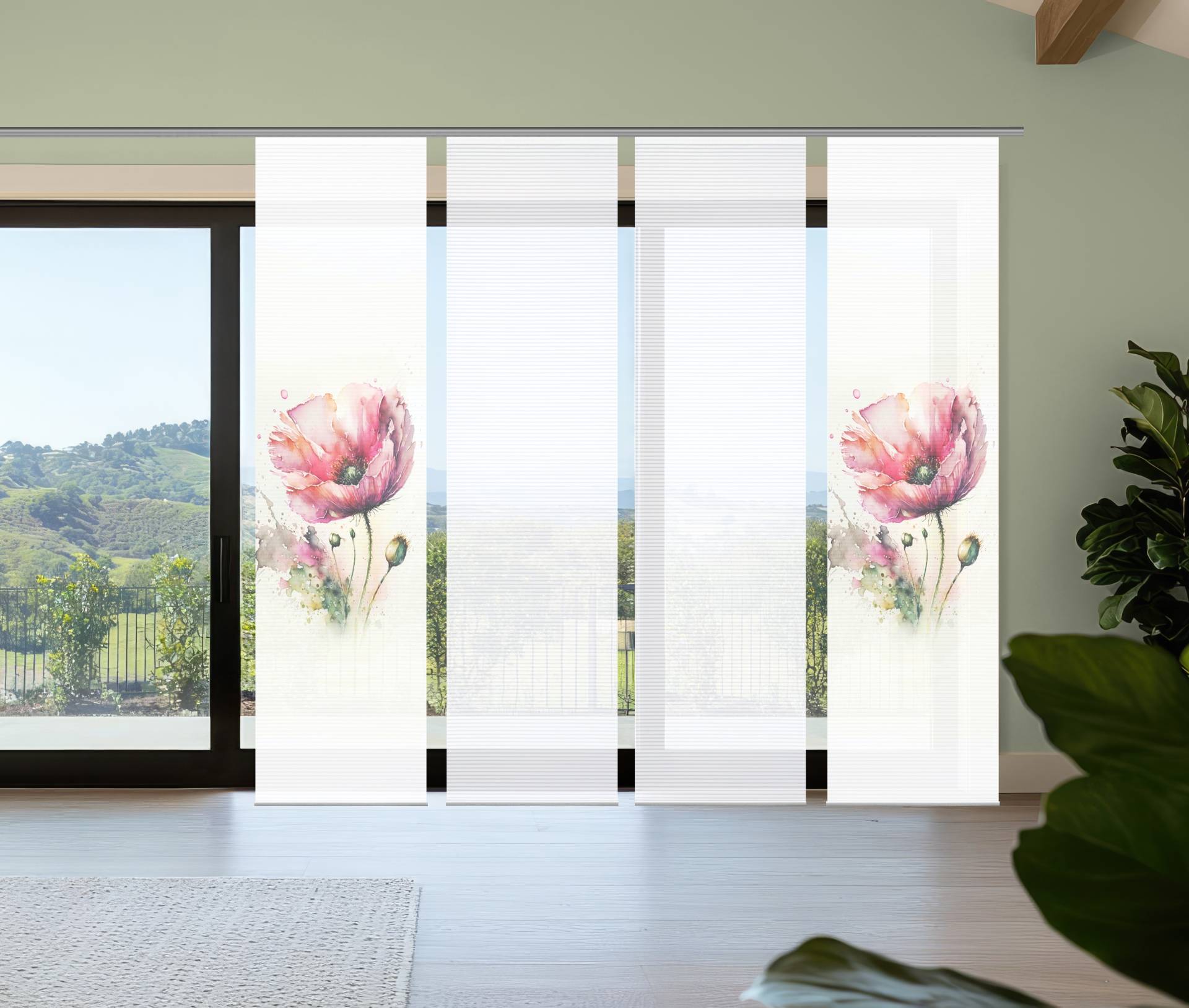 HOME in green Schiebegardine "MELIORA" Paneelwagen 4 Stk. tlg. Bambusoptik, SET, recycelt, Digitaldruck von Home In Green