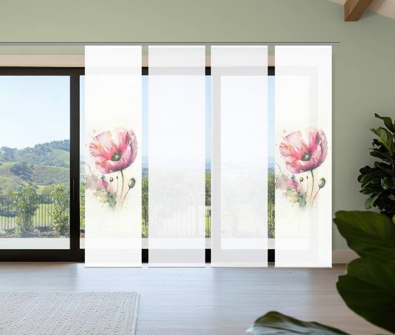 HOME in green Schiebegardine "MELIORA" Paneelwagen 4 Stk. tlg. Bambusoptik, SET, recycelt, Digitaldruck von Home In Green