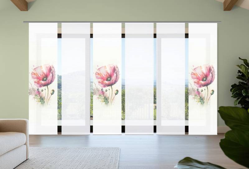 HOME in green Schiebegardine "MELIORA" Paneelwagen 6 Stk. tlg. Bambusoptik, SET, recycelt, Digitaldruck von Home In Green