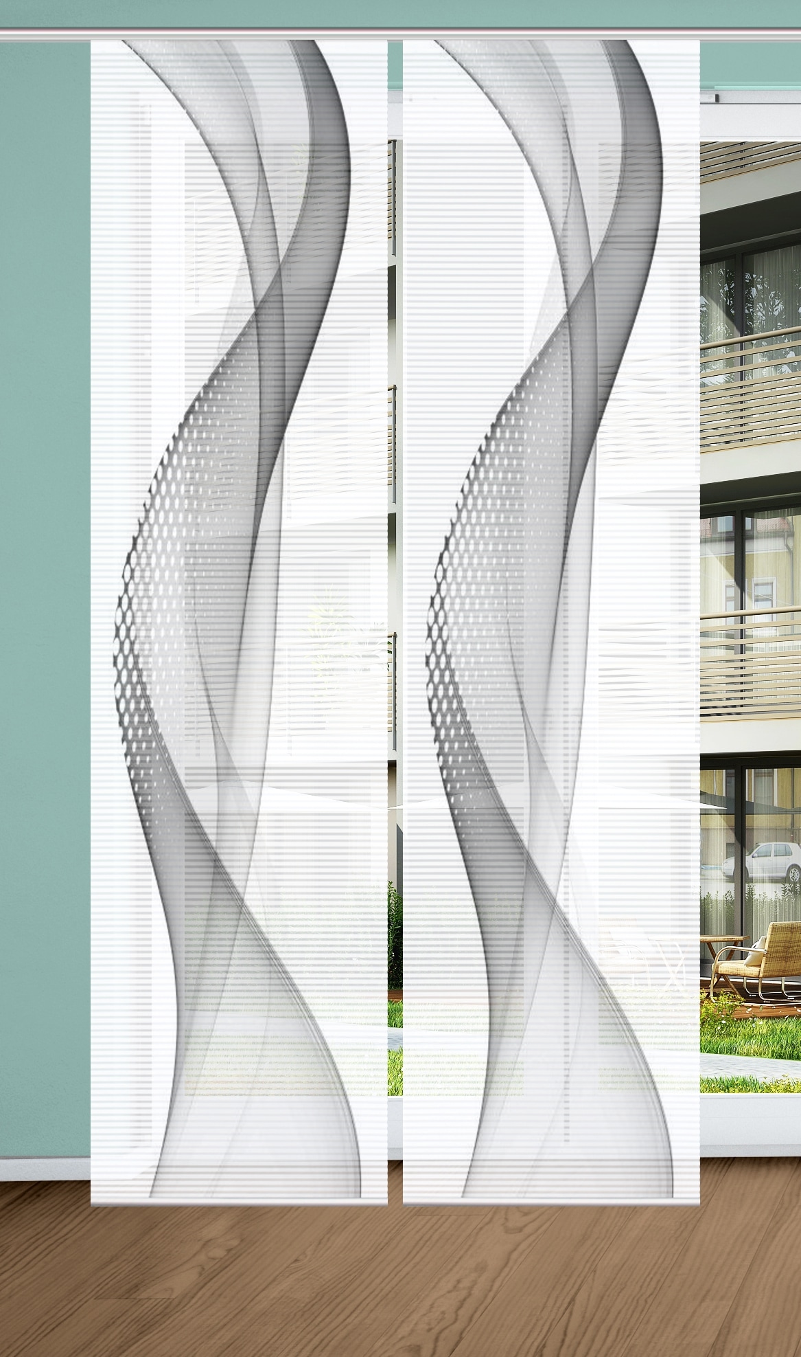 HOME in green Schiebegardine "NEVOLA" Paneelwagen 2 Stk. tlg. SET DIGITALDRUCK,BAMBUSOPTIK RECYCELT von Home In Green