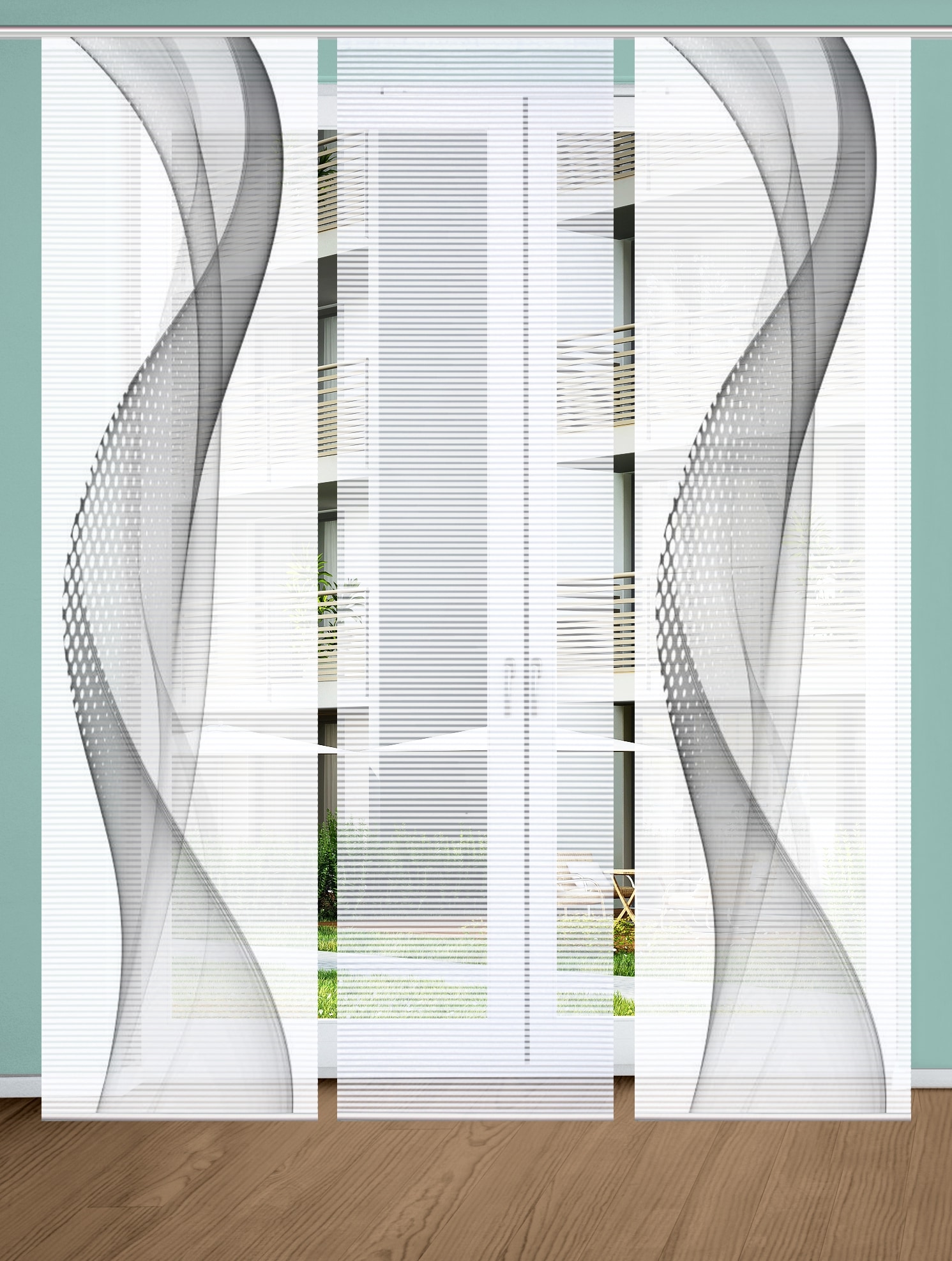 HOME in green Schiebegardine "NEVOLA" Paneelwagen 3 Stk. tlg. SET DIGITALDRUCK,BAMBUSOPTIK RECYCELT von Home In Green