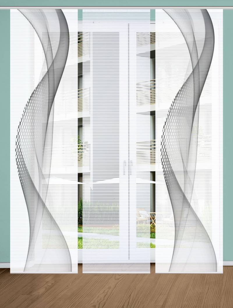 HOME in green Schiebegardine "NEVOLA" Paneelwagen 3 Stk. tlg. SET DIGITALDRUCK,BAMBUSOPTIK RECYCELT von Home In Green