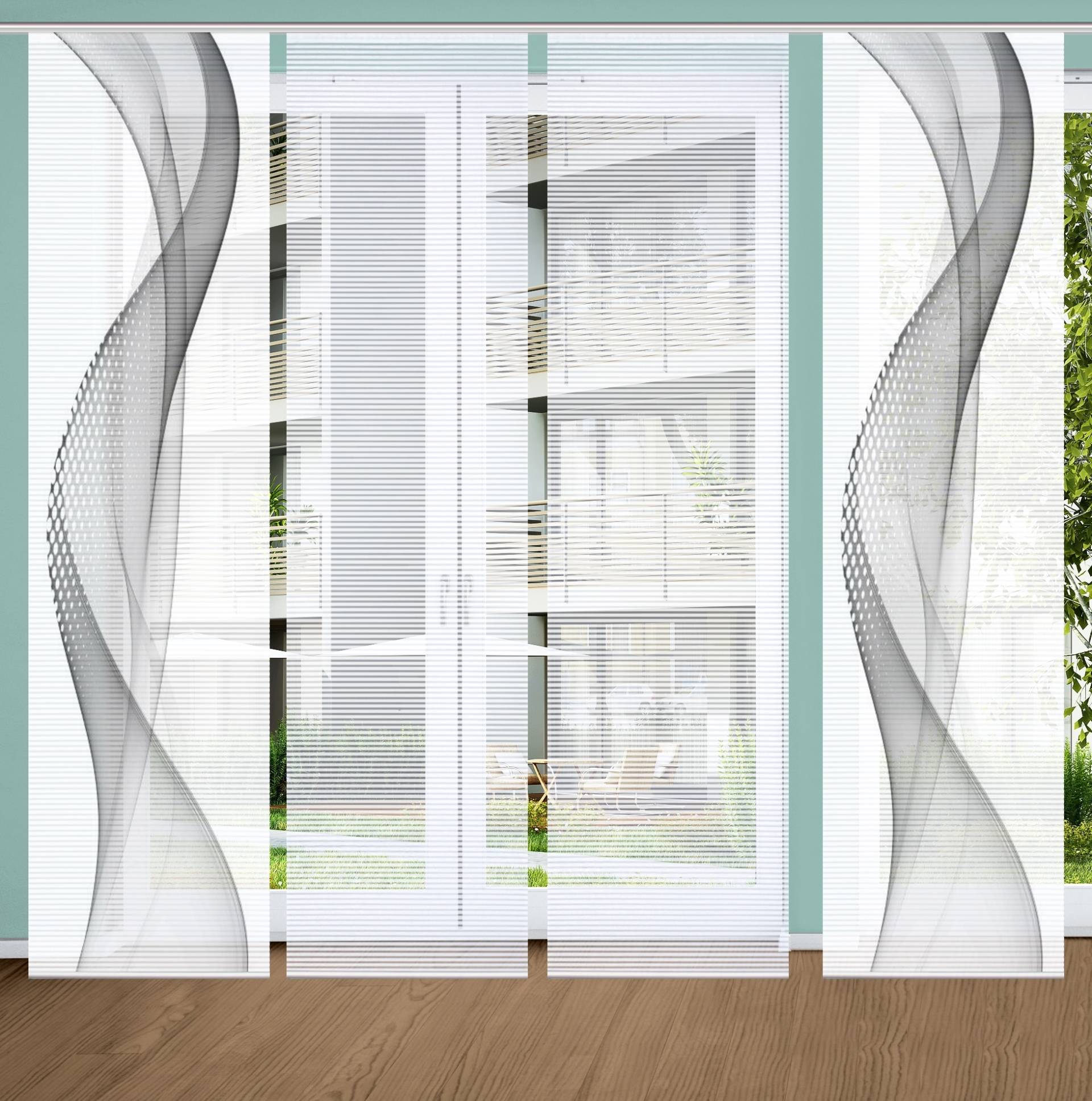 HOME in green Schiebegardine "NEVOLA" Paneelwagen 4 Stk. tlg. SET DIGITALDRUCK,BAMBUSOPTIK RECYCELT von Home In Green