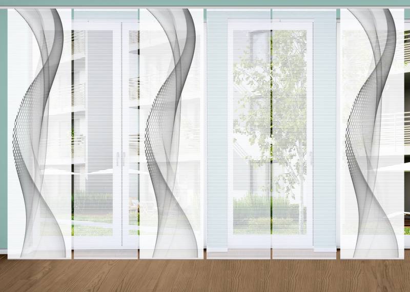 HOME in green Schiebegardine "NEVOLA" Paneelwagen 6 Stk. tlg. SET DIGITALDRUCK,BAMBUSOPTIK RECYCELT von Home In Green
