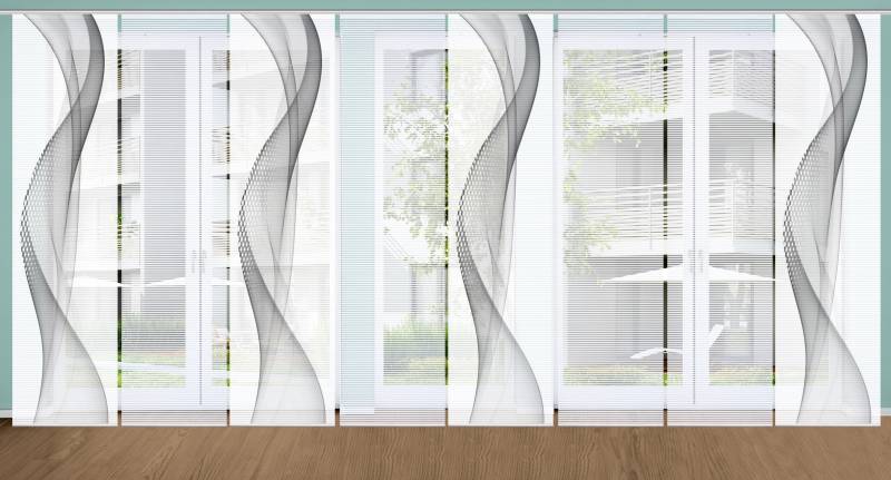 HOME in green Schiebegardine "NEVOLA" Paneelwagen 8 Stk. tlg. SET DIGITALDRUCK,BAMBUSOPTIK RECYCELT von Home In Green