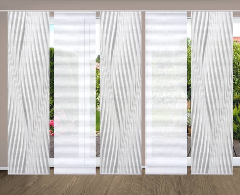 HOME in green Schiebegardine "RIWELO" Paneelwagen 5 Stk. tlg. SET DIGITALDRUCK,BAMBUSOPTIK RECYCELT von Home In Green