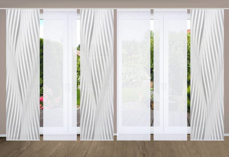 HOME in green Schiebegardine "RIWELO" Paneelwagen 6 Stk. tlg. SET DIGITALDRUCK,BAMBUSOPTIK RECYCELT von Home In Green