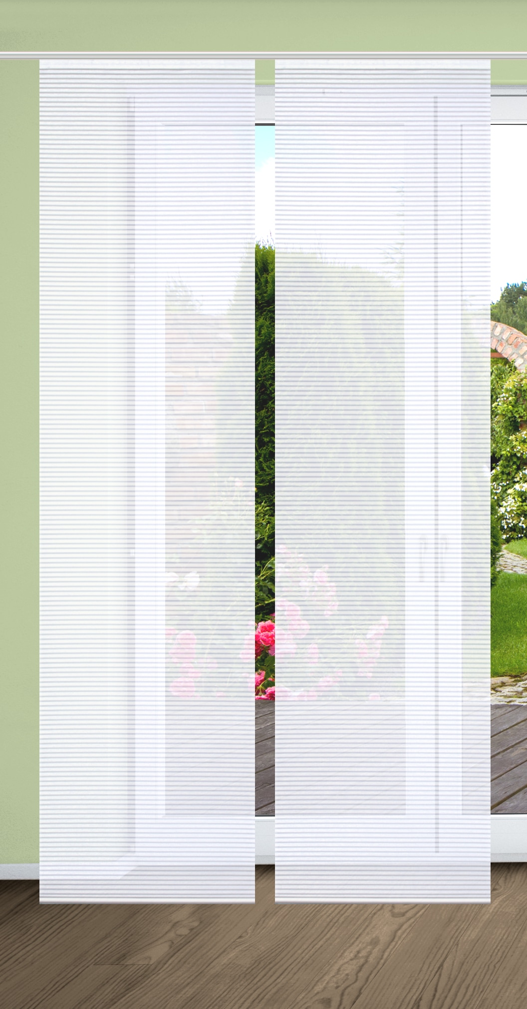 HOME in green Schiebegardine "ROMOLUS" Paneelwagen 2 Stk. tlg. SET DIGITALDRUCK,BAMBUSOPTIK RECYCELT von Home In Green