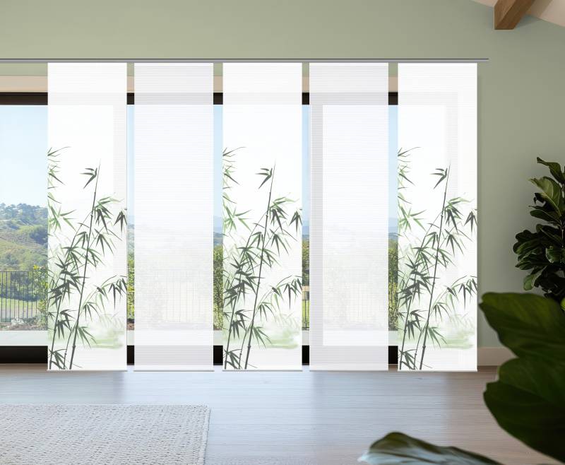 HOME in green Schiebegardine "RUFUS" Paneelwagen 5 Stk. tlg. Bambusoptik, SET, recycelt, Digitaldruck von Home In Green