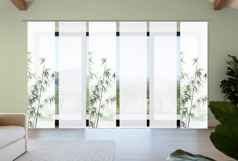 HOME in green Schiebegardine "RUFUS" Paneelwagen 6 Stk. tlg. Bambusoptik, SET, recycelt, Digitaldruck von Home In Green