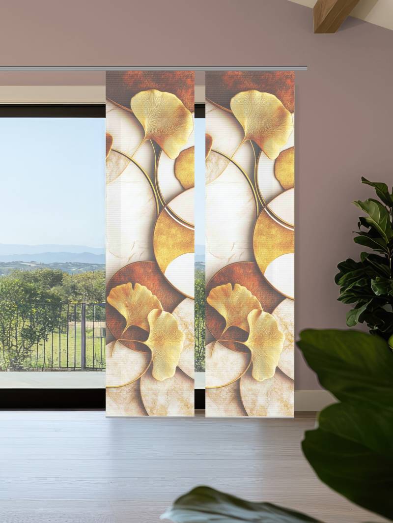 HOME in green Schiebegardine "STORM" Paneelwagen 2 Stk. tlg. Bambusoptik, SET, recycelt, Digitaldruck von Home In Green