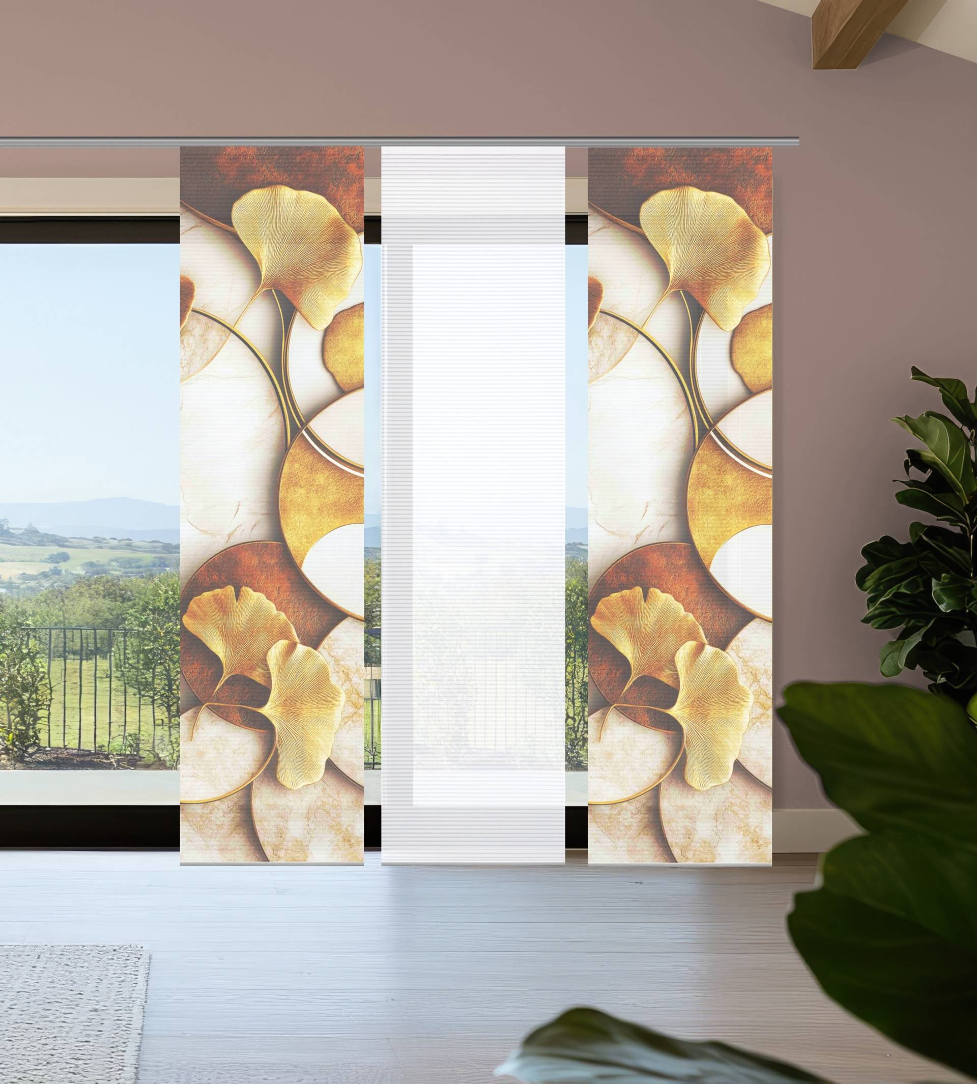 HOME in green Schiebegardine "STORM" Paneelwagen 3 Stk. tlg. Bambusoptik, SET, recycelt, Digitaldruck von Home In Green