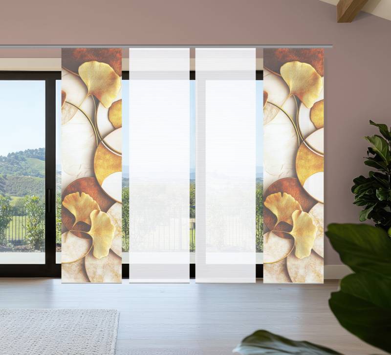 HOME in green Schiebegardine "STORM" Paneelwagen 4 Stk. tlg. Bambusoptik, SET, recycelt, Digitaldruck von Home In Green