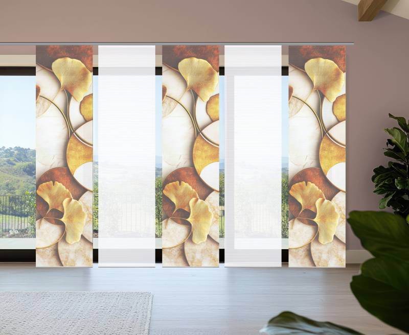 HOME in green Schiebegardine "STORM" Paneelwagen 5 Stk. tlg. Bambusoptik, SET, recycelt, Digitaldruck von Home In Green