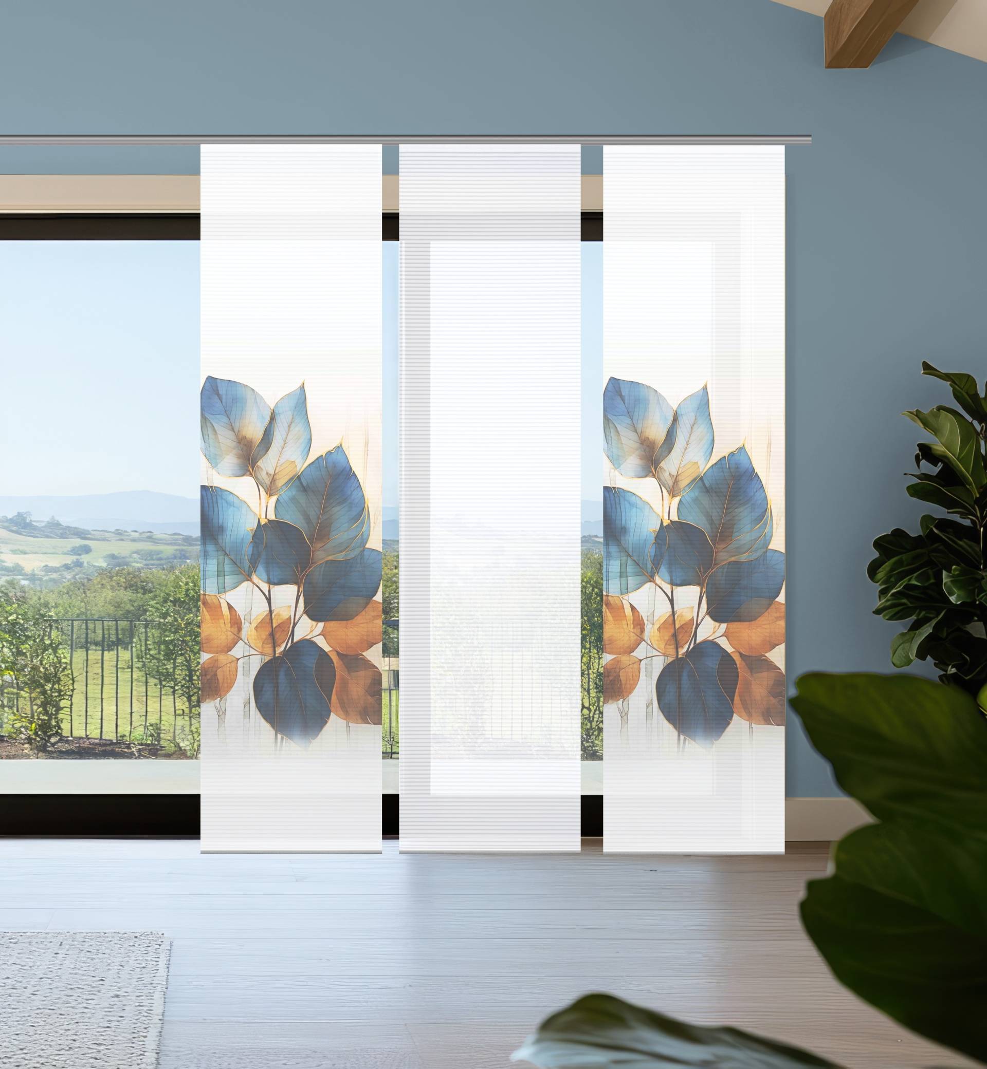 HOME in green Schiebegardine "THALIN" Paneelwagen 3 Stk. tlg. Bambusoptik, SET, recycelt, Digitaldruck von Home In Green