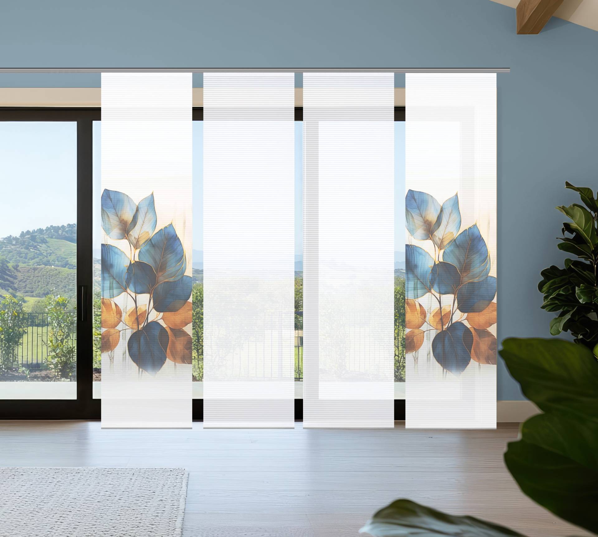 HOME in green Schiebegardine "THALIN" Paneelwagen 4 Stk. tlg. Bambusoptik, SET, recycelt, Digitaldruck von Home In Green