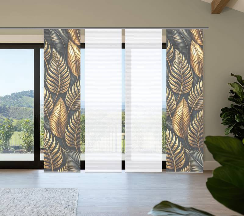 HOME in green Schiebegardine "ZEDRIC" Paneelwagen 4 Stk. tlg. Bambusoptik, SET, recycelt, Digitaldruck von Home In Green