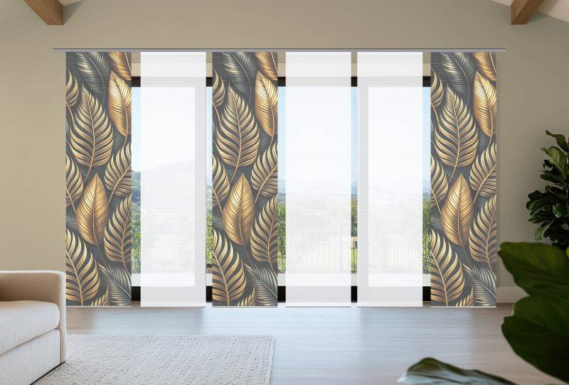 HOME in green Schiebegardine "ZEDRIC" Paneelwagen 6 Stk. tlg. Bambusoptik, SET, recycelt, Digitaldruck von Home In Green