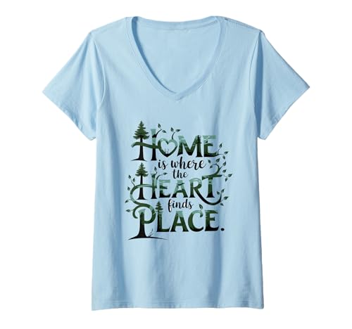 Damen Rooted Serenity at Home T-Shirt mit V-Ausschnitt Damen Rooted Serenity at Home T-Shirt mit V-Ausschnitt von Home Is Where the Heart Finds Place
