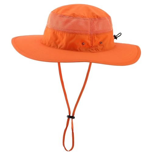 Home Prefer Herren Sonnenhut UPF 50+ Breite Krempe Bucket Hat Winddicht Fischerhüte, Orange/Abendrot im Zickzackmuster (Sunset Chevron), Einheitsgröße von Home Prefer