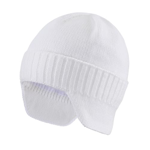 Home Prefer Herren Wintermütze Strickmütze Earflap Hut Strumpf Caps mit Ohren Beanie Mütze, Weiss/opulenter Garten, large von Home Prefer