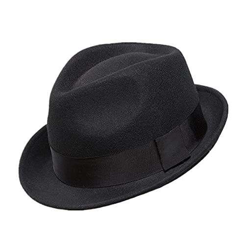 Home Prefer Herren Wollfilz Wintermütze Kurze Krempe Fedora Hut, schwarz, 59 EU von Home Prefer