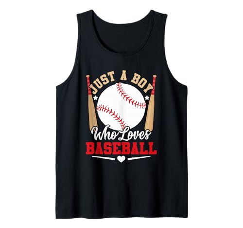 Herren Just a Boy Who Loves Baseballschläger und Ball-Design Tank Top Herren Just a Boy Who Loves Baseballschläger und Ball-Design Tank Top von Home Run Youth Apparel Co