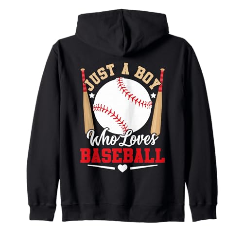 Just a Boy Who Loves Baseballschläger und Ball-Design Kapuzenjacke Just a Boy Who Loves Baseballschläger und Ball-Design Kapuzenjacke von Home Run Youth Apparel Co
