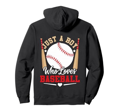 Just a Boy Who Loves Baseballschläger und Ball-Design Pullover Hoodie Just a Boy Who Loves Baseballschläger und Ball-Design Pullover Hoodie von Home Run Youth Apparel Co
