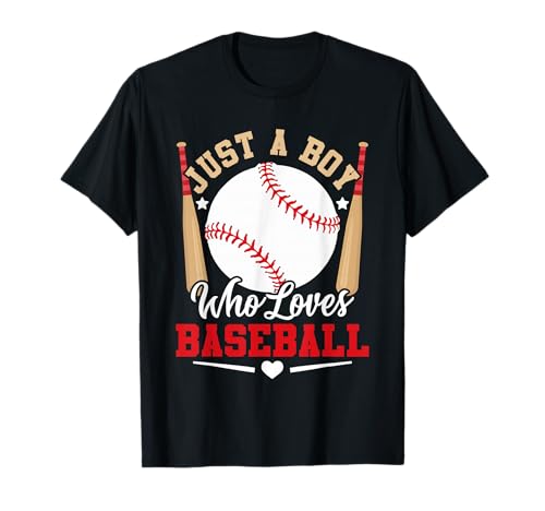 Just a Boy Who Loves Baseballschläger und Ball-Design T-Shirt Just a Boy Who Loves Baseballschläger und Ball-Design T-Shirt von Home Run Youth Apparel Co