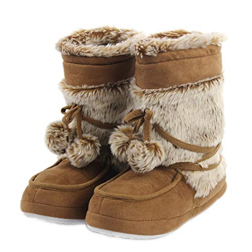 Home Slipper Damen Weiche Plüsch Warm Indoor Haus Slipper Stiefel Schuhe, Pelziges Khaki, Small Home Slipper Damen Weiche Plüsch Warm Indoor Haus Slipper Stiefel Schuhe, Pelziges Khaki, Small von Home Slipper