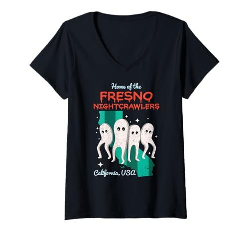 Damen Die Heimat von Fresno Nightcrawlers California American Cryptid T-Shirt mit V-Ausschnitt Damen Die Heimat von Fresno Nightcrawlers California American Cryptid T-Shirt mit V-Ausschnitt von Home State Cryptid Legend Local Cryptid Of America